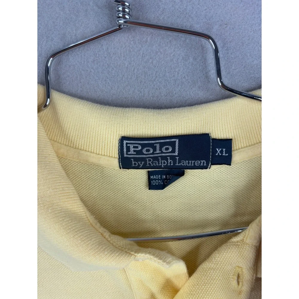 Polo Ralph Lauren Mens XL Yellow Striped Short Sleeve Cotton Pique Polo Shirt